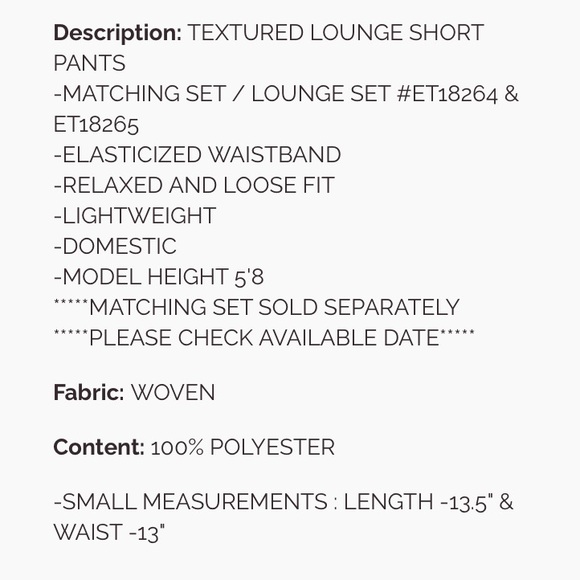 170 1 left ❤️Easel TEXTURED LOOSE FIT TOP AND SHORTS
-MATCHING SET - Picture 6 of 6